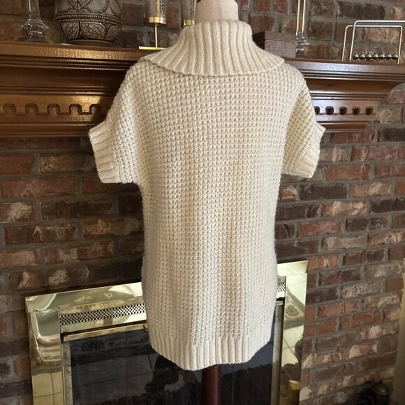 Ann Taylor Loft Petite Bulky Ivory Short Sleeve Cardigan Size PL Wool Blend - Picture 3 of 8